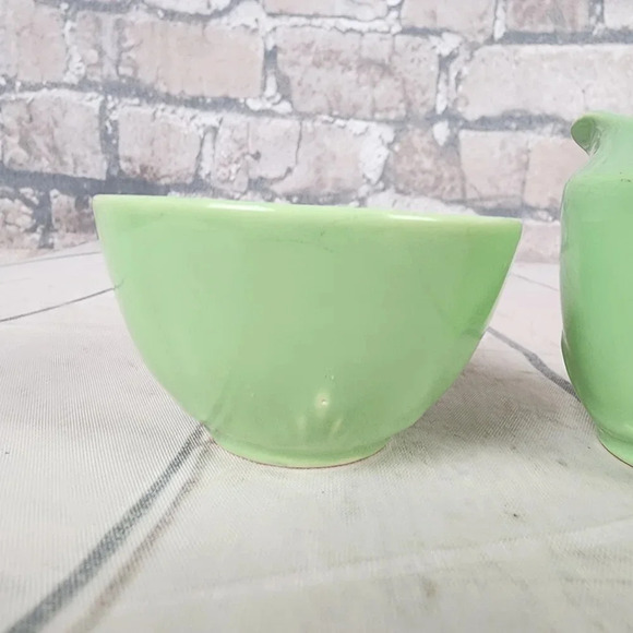 Vintage 1940s Biltons Open  Sugar and Creamer Set England Pistachio Green Gold - Picture 6 of 16